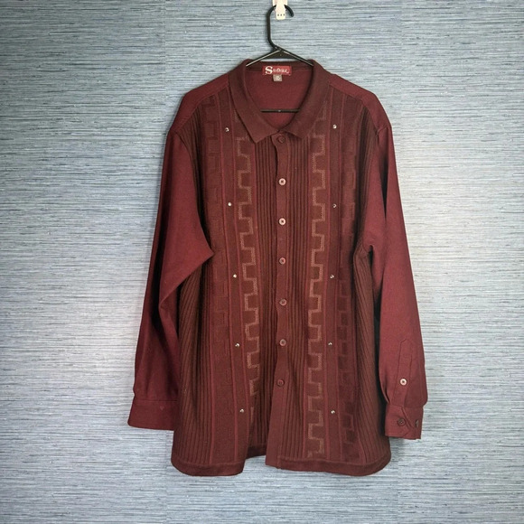 Silversilk Big and Tall Men's Shirt XXL Burgundy - Picture 2 of 10